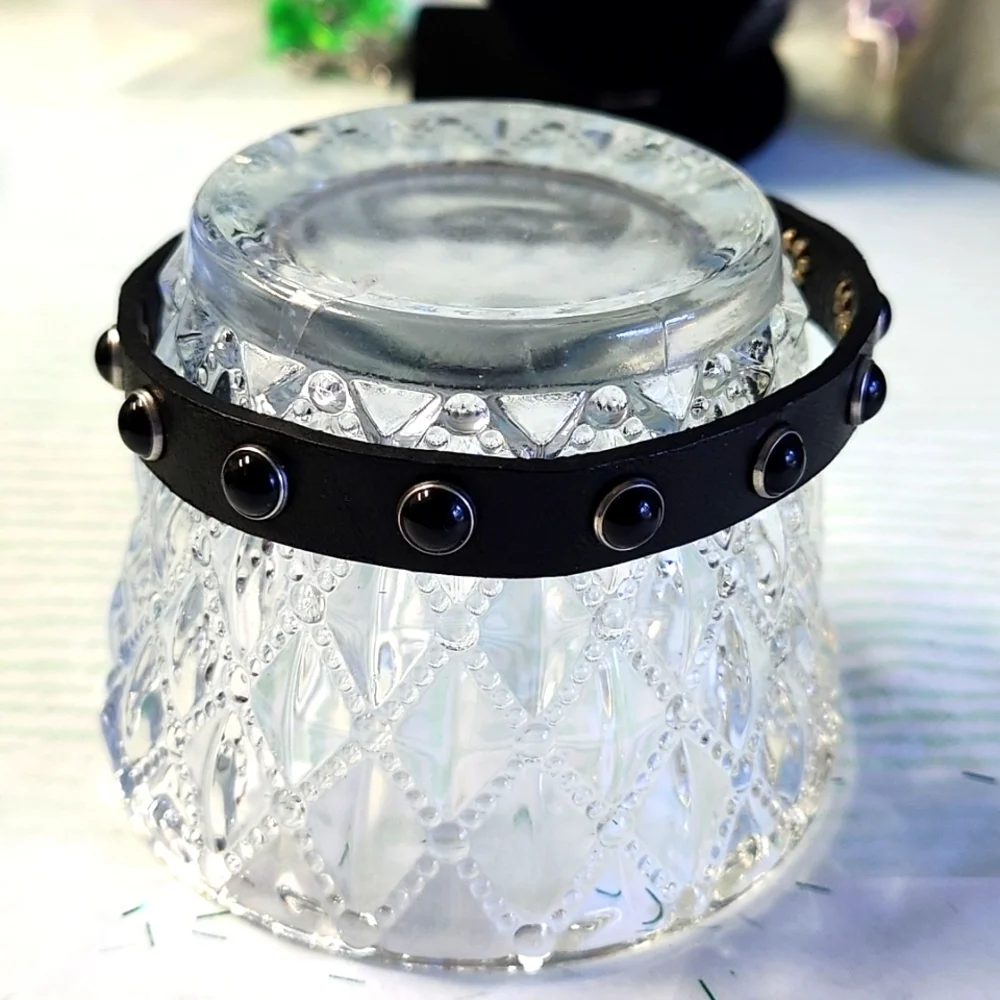 **PRICE DROP**Black Studded Black Genuine Leather Bracelet!